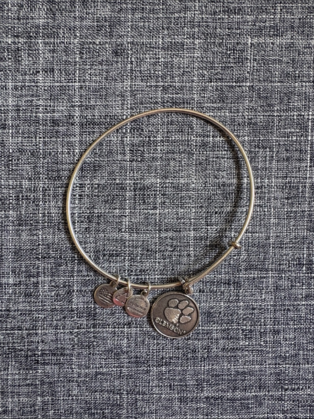 Alex and Ani Silver Clemson Paw Print Charm Expandable Bracelet